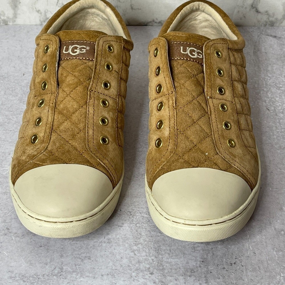 UGG Womens Jemma Quilted Brown Suede Sneaker Size US 10 Style 1010650